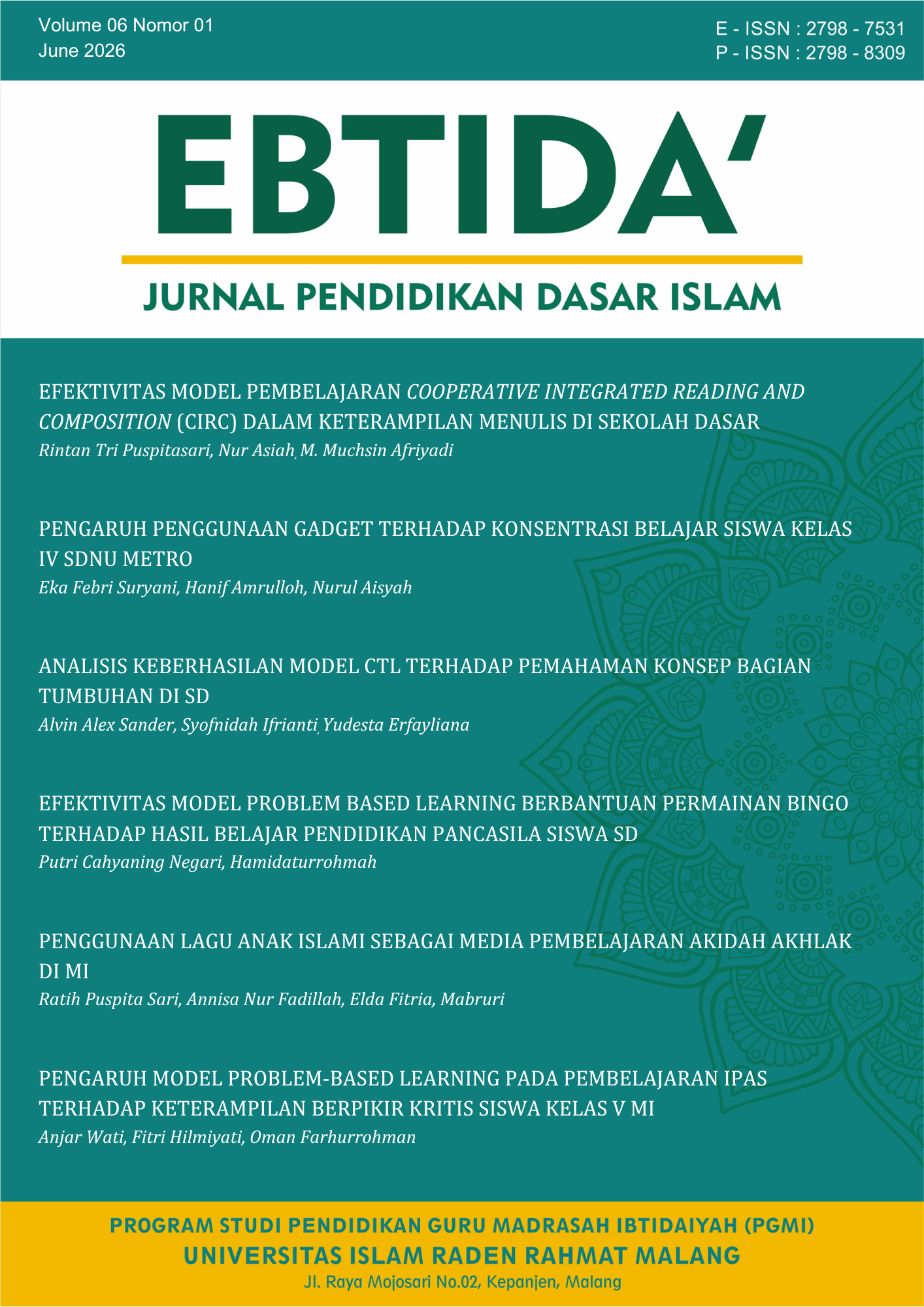 					View Vol. 6 No. 1 (2026): June 2026
				