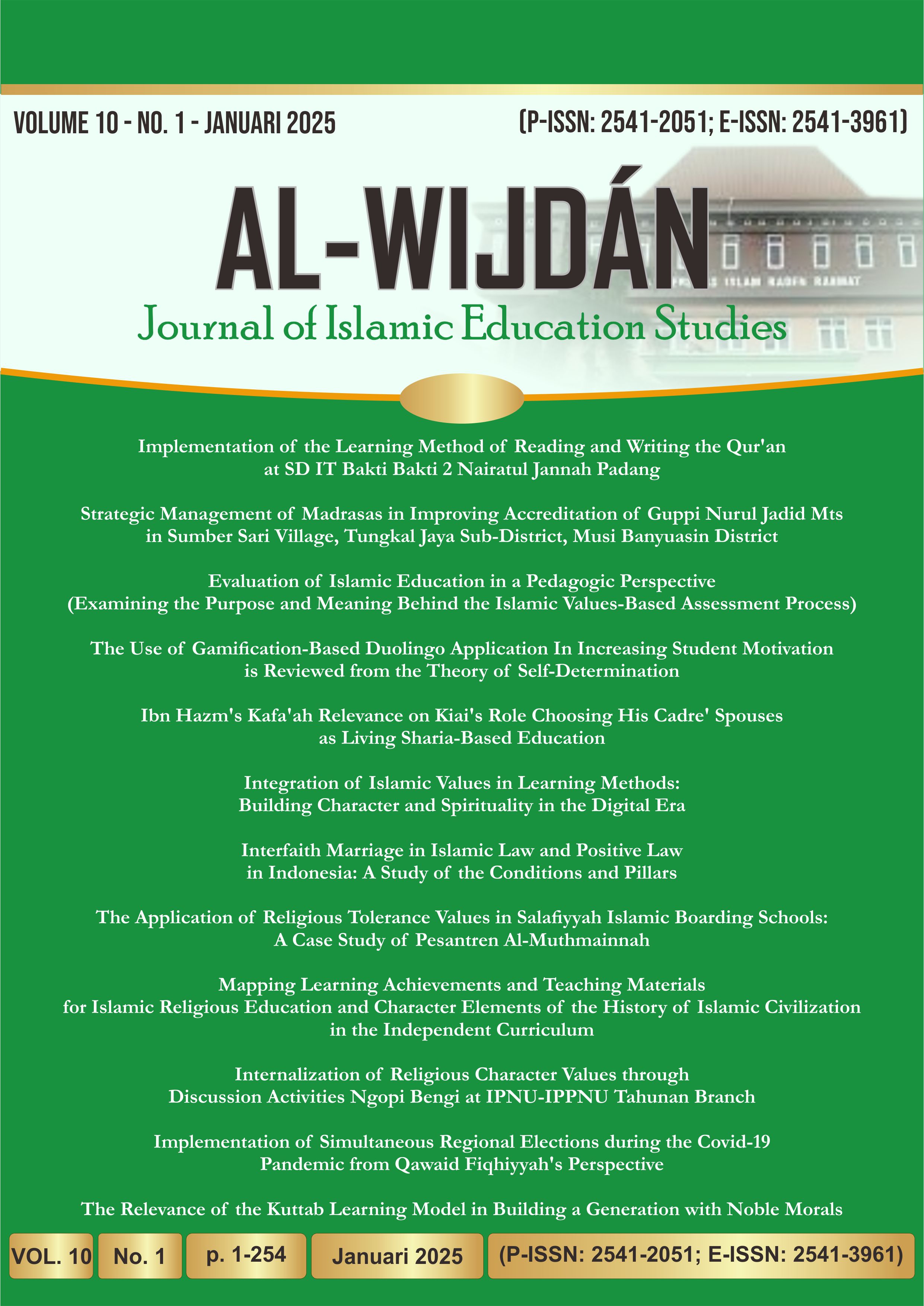 Integration of Islamic Values in Learning Methods: Building Character ...